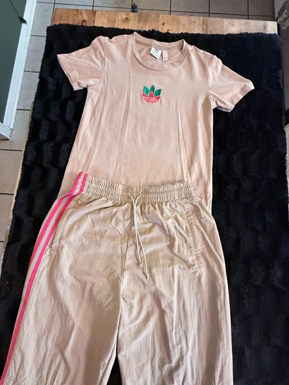 adidas Beige Track Joggers with Subtle Black Logo